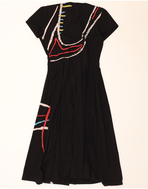 Desigual Womens Graphic A-Line Dress UK 14 Large Black