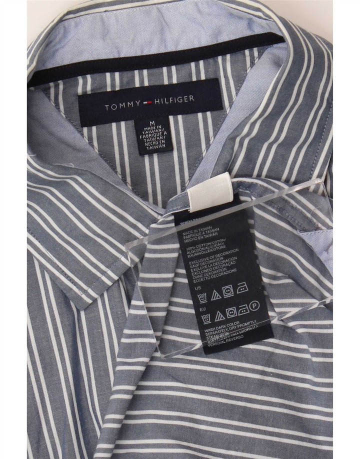 Tommy Hilfiger Mens Shirt Medium Blue Striped Cotton