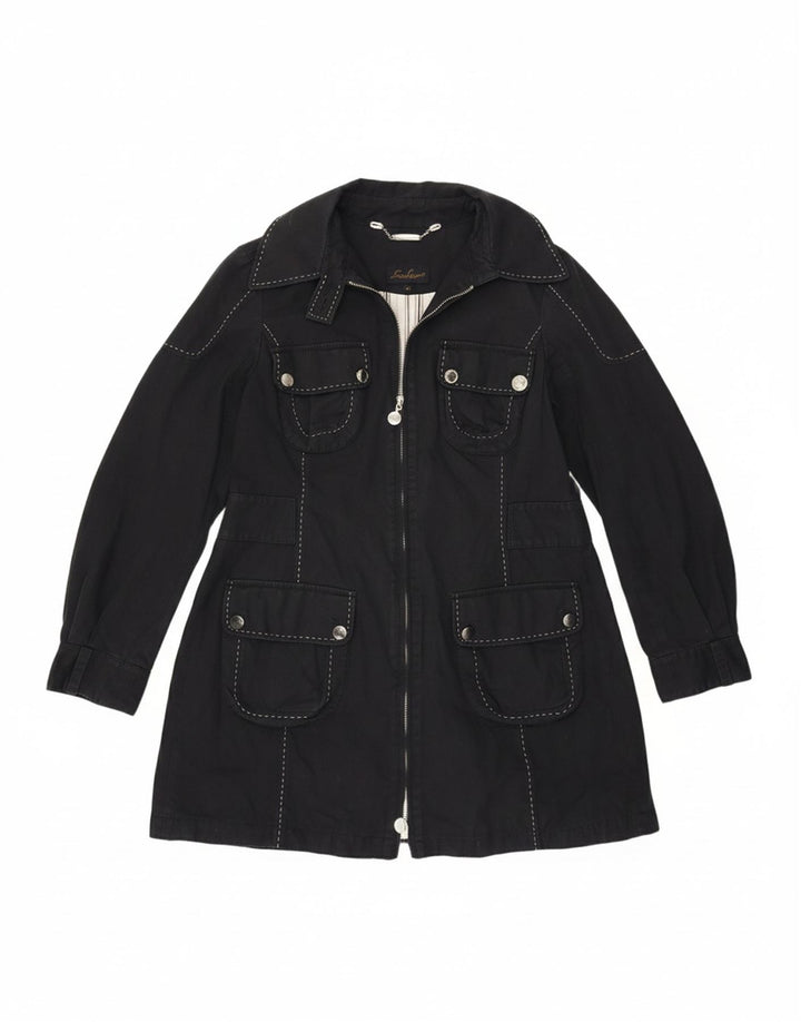 LUISA SPAGNOLI Womens Utility Jacket IT 44 Medium Navy Blue Cotton