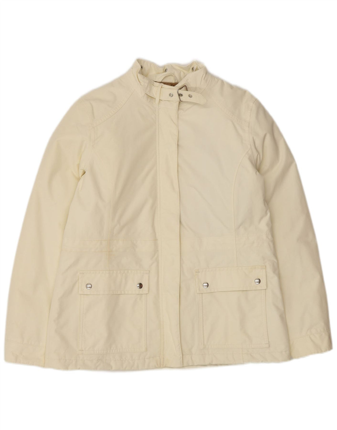 Lands End Womens Oversized Windbreaker Jacket UK 10 Small Off White Nylon