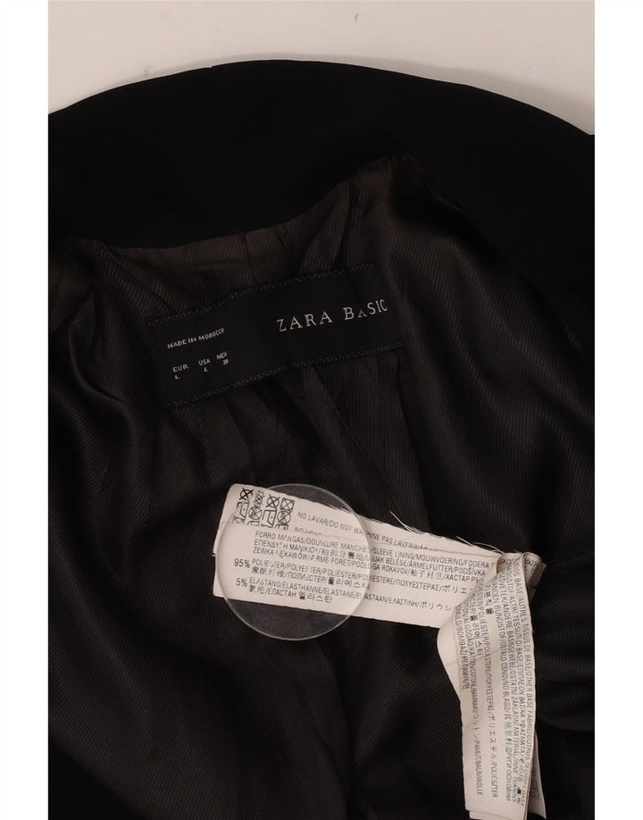 Zara Womens Asymetric Open Blazer Jacket UK 16 Large Black Polyester