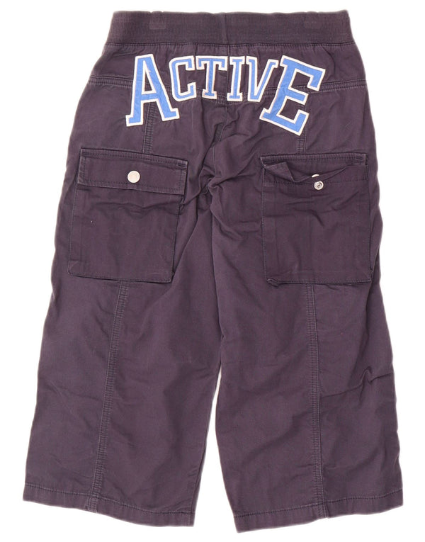 BENETTON Boys Graphic Cargo Trousers 10-11 Years XL W28 L18 Navy Blue