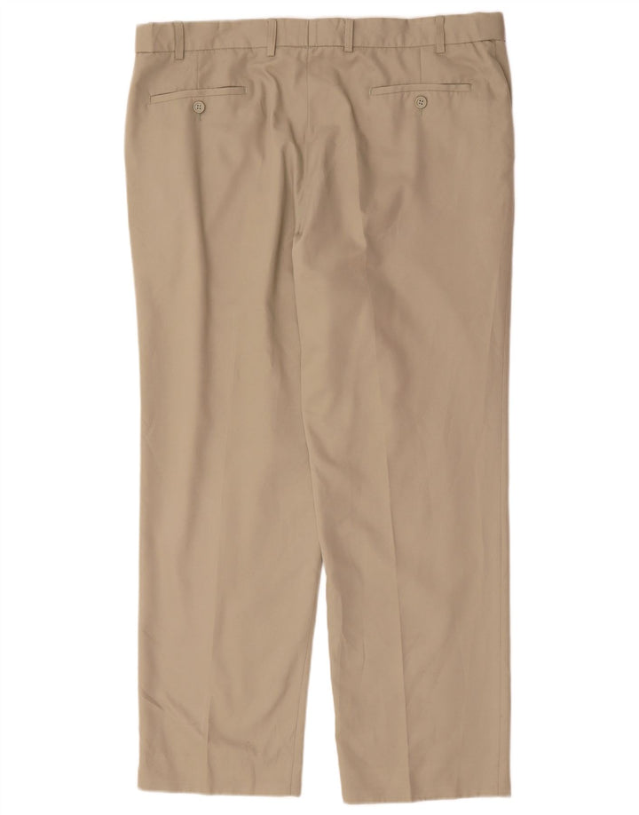 Marks & Spencer Mens Straight Suit Trousers W40 L31 Beige Polyester