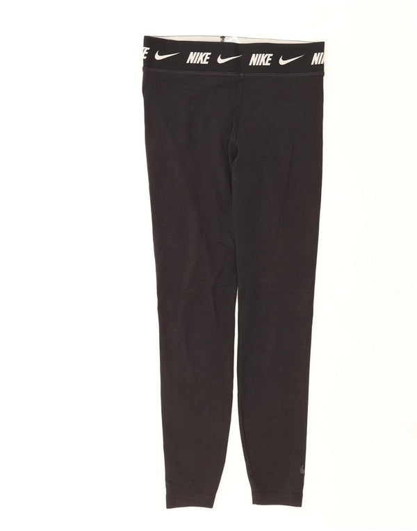 NIKE Womens Tight Fit Graphic Leggings UK 12 Medium Black Cotton