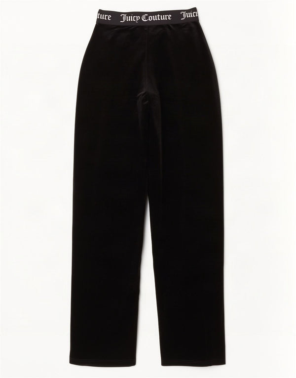 Juicy Couture Womens Graphic Velour Tracksuit Trousers XS Black Polyester