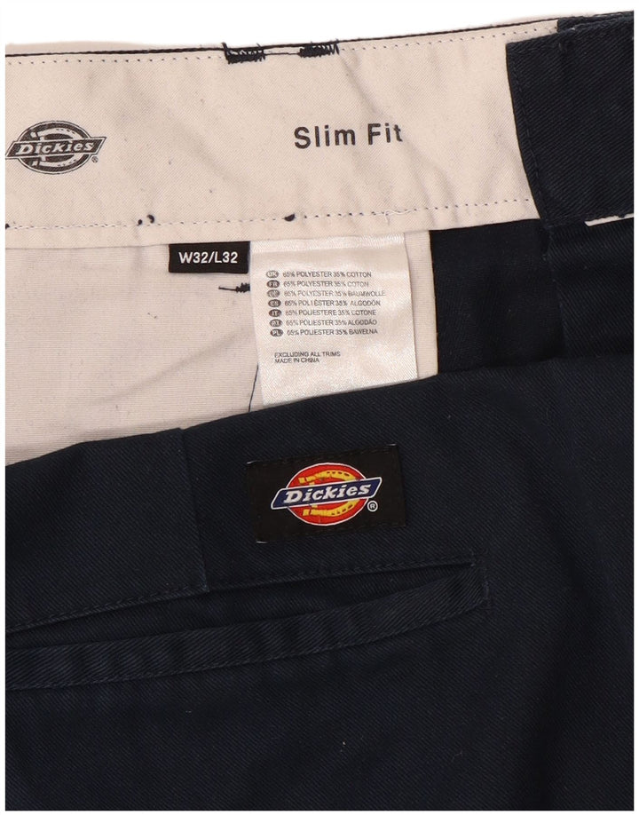 Dickies Mens Slim Fit Chino Trousers W32 L32 Navy Blue Polyester