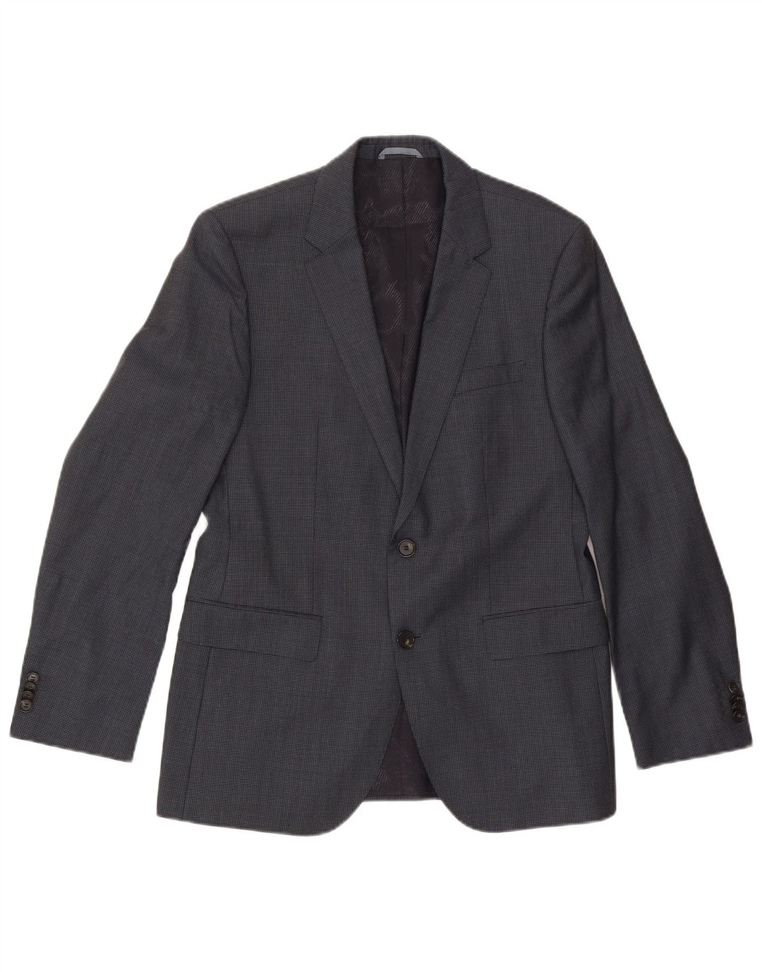 Hugo Boss Mens 2 Button Blazer Jacket EU 48 Medium Grey Houndstooth Wool
