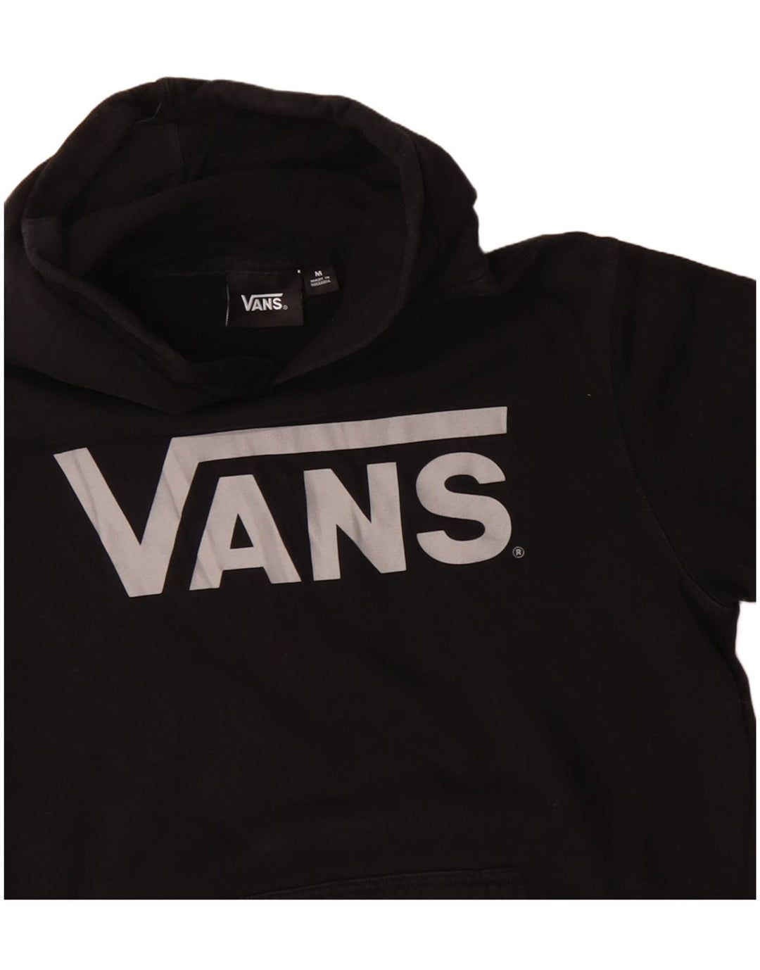 VANS Womens Graphic Hoodie Jumper UK 12 Medium Black Cotton