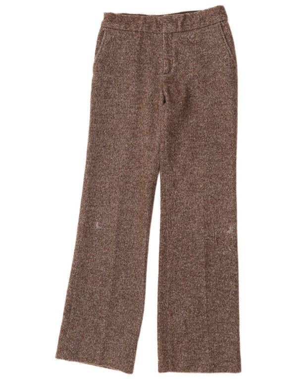Zara Womens Straight Chino Trousers EU 36 XS W26 L33 Brown Flecked Wool