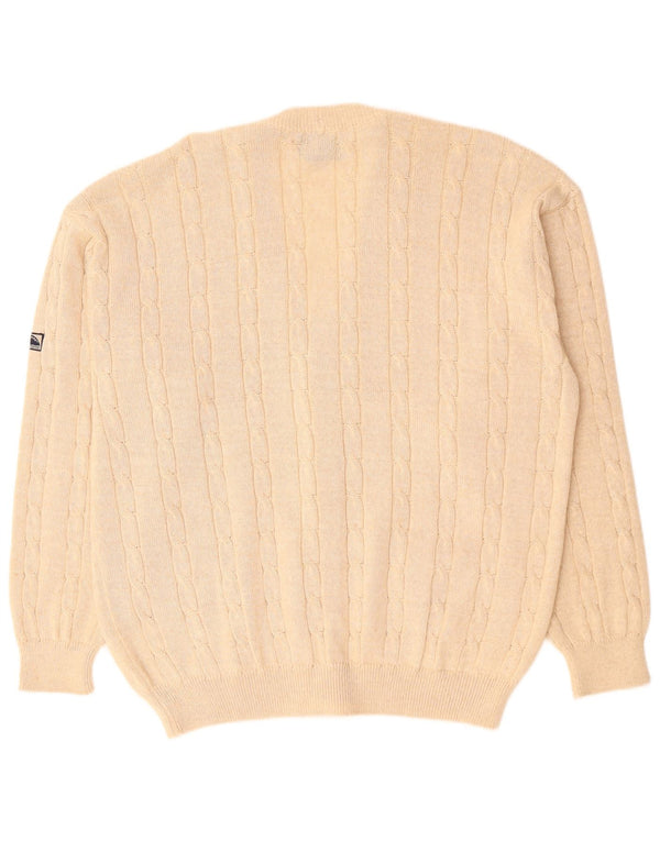 NAVIGARE Mens Cardigan Sweater XL Beige Flecked Merino Wool