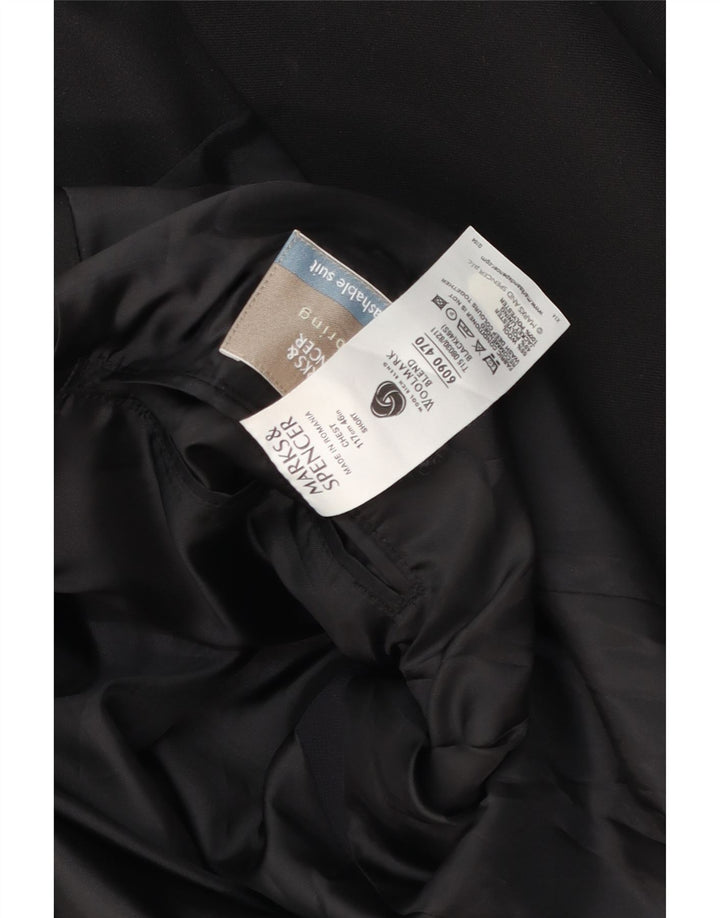 Marks & Spencer Mens 2 Button Blazer Jacket UK 46 XL Black Wool
