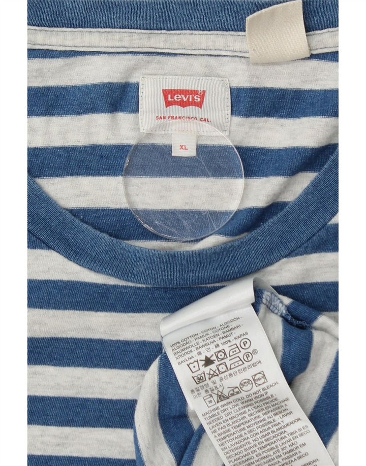 Levi's Mens T-Shirt Top XL Blue Striped Cotton