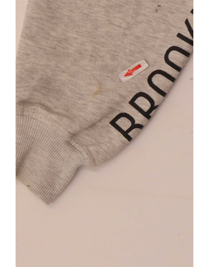 Pull & Bear Womens Crop Graphic Zip Hoodie Sweater UK 10 Small Grey Flecked