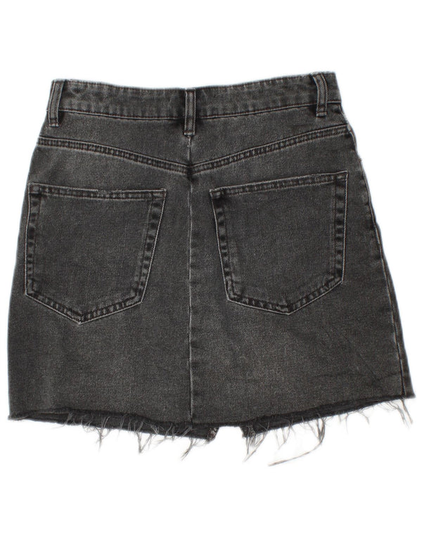 Zara Womens Mini Denim Skirt Small W26 Black Cotton