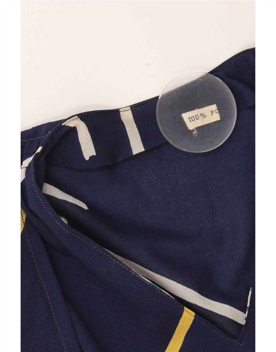 Vintage Womens A-Line Dress IT 42 Medium Navy Blue Striped Polyester