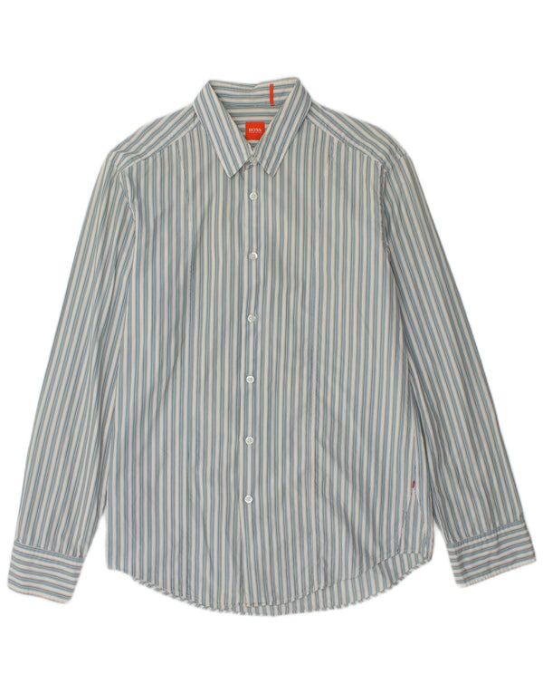 Hugo Boss Boys Shirt 15-16 Years Large Blue Striped Cotton