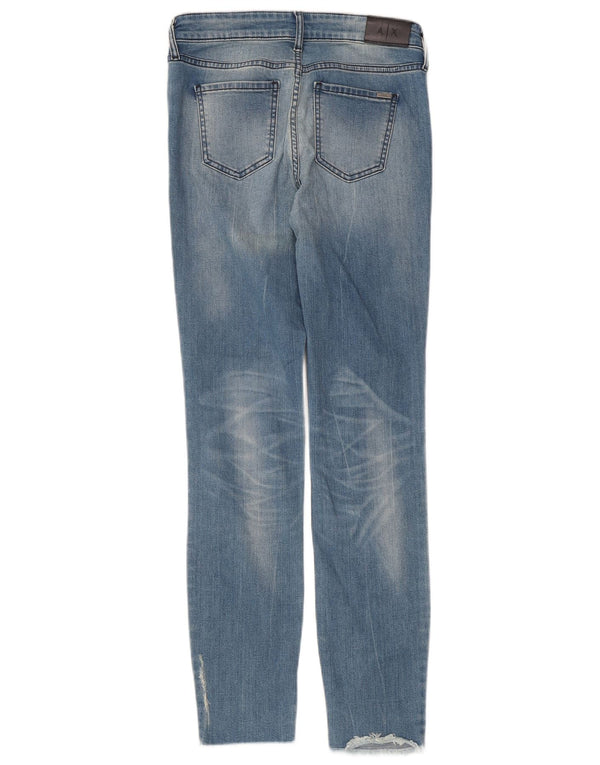 Armani Exchange Womens Low Waist Super Skinny Jeans W28 L30 Blue Cotton