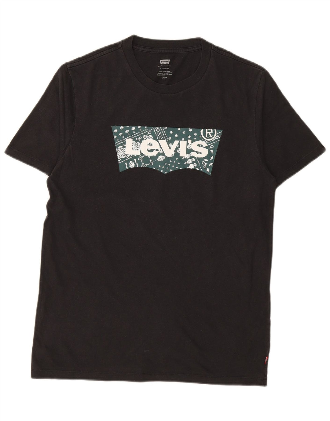 LEVI'S Mens Standard Graphic T-Shirt Top Small Black Cotton