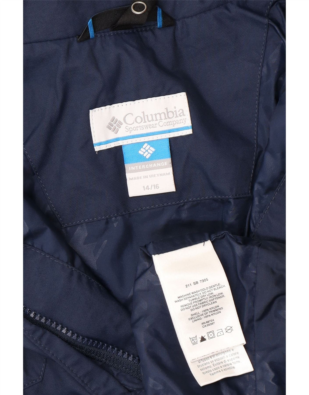 COLUMBIA Boys Bugaboo Windbreaker Jacket 14-15 Years Navy Blue Colourblock