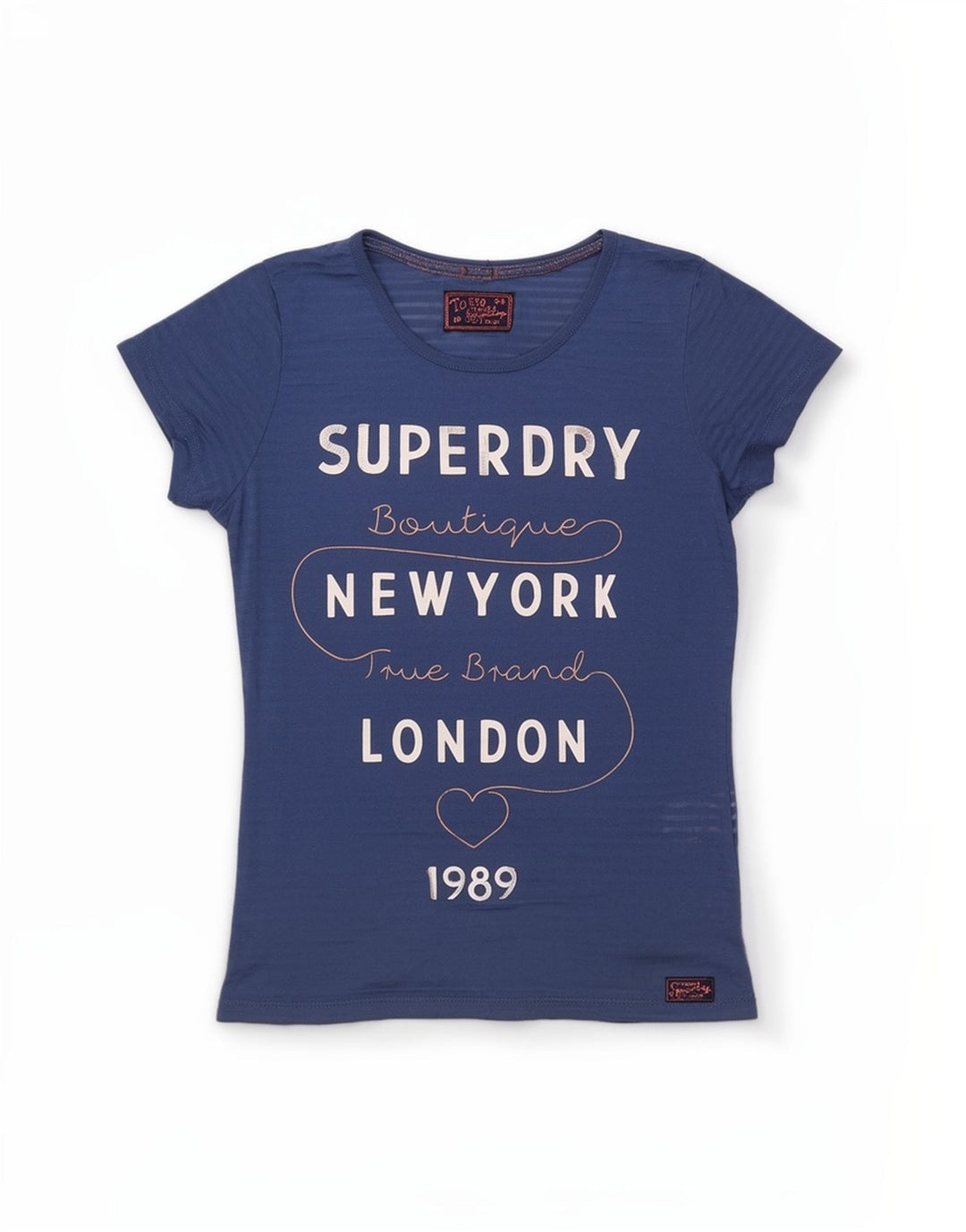 Superdry Womens Graphic T-Shirt Top UK 10 Small Blue Polyester