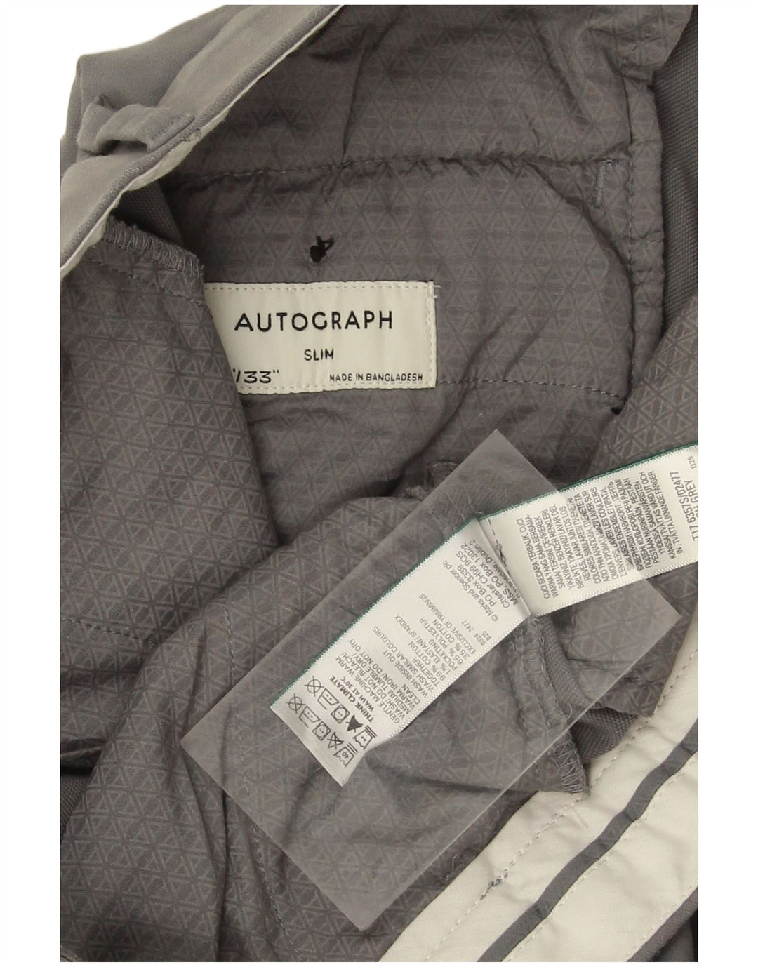 MARKS & SPENCER Mens Autograph Slim Chino Trousers W32 L33 Grey Cotton