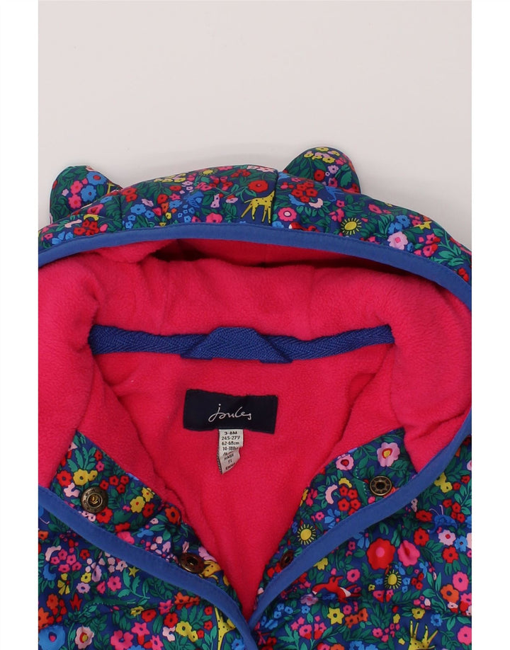 JOULES Baby Girls Hooded Padded Jacket 3-6 Months Multicoloured Floral