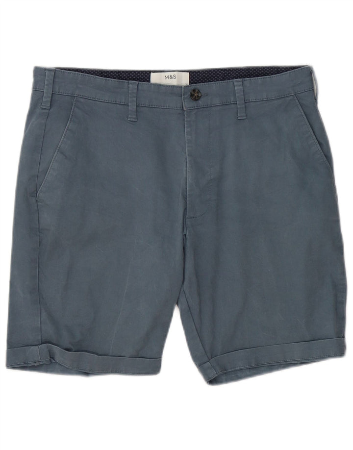 Marks & Spencer Mens Chino Shorts W32 Medium  Blue Cotton