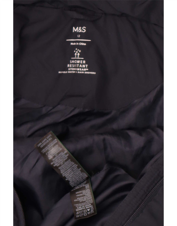 Marks & Spencer Womens Hooded Padded Jacket UK 12 Medium Navy Blue