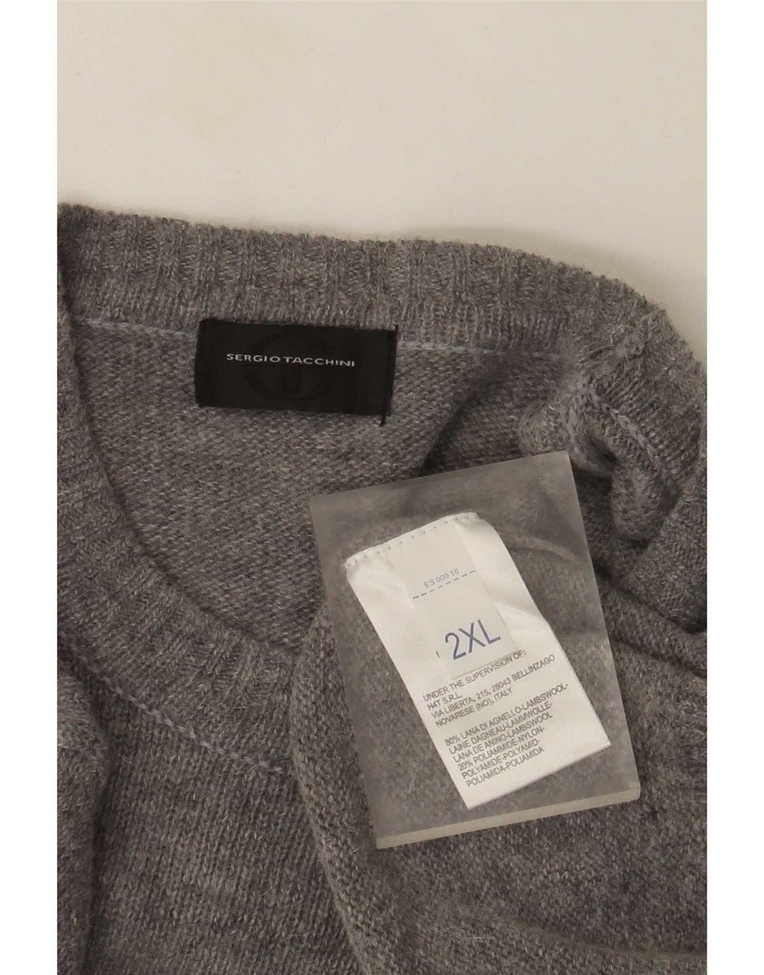 Sergio Tacchini Mens Crew Neck Jumper Sweater 2XL Grey Wool