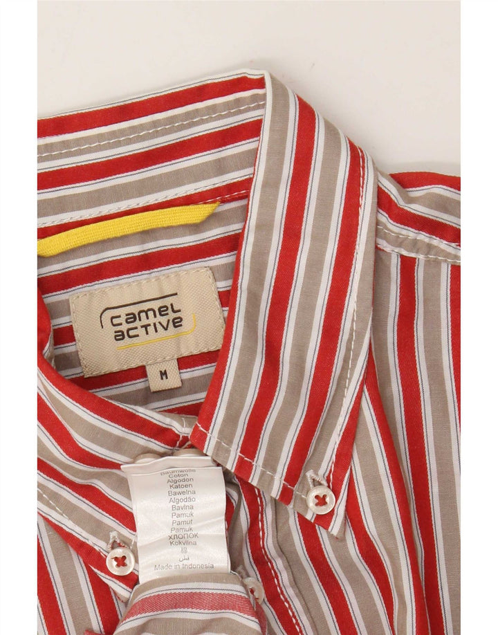 Camel Active Mens Short Sleeve Shirt Medium Red Striped Cotton