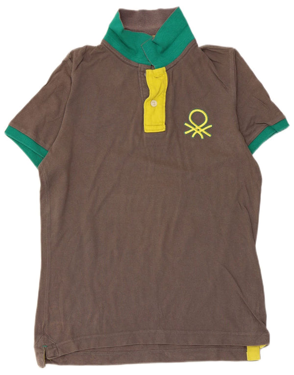 BENETTON Mens Polo Shirt Medium Grey Cotton