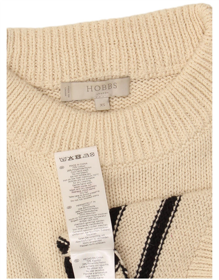 HOBBS Womens Oversized Crew Neck Jumper Sweater UK 6 XS Off White Striped