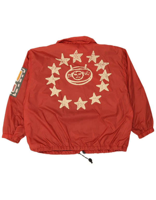VINTAGE Mens Graphic Rain Jacket UK 44 2XL Red Nylon