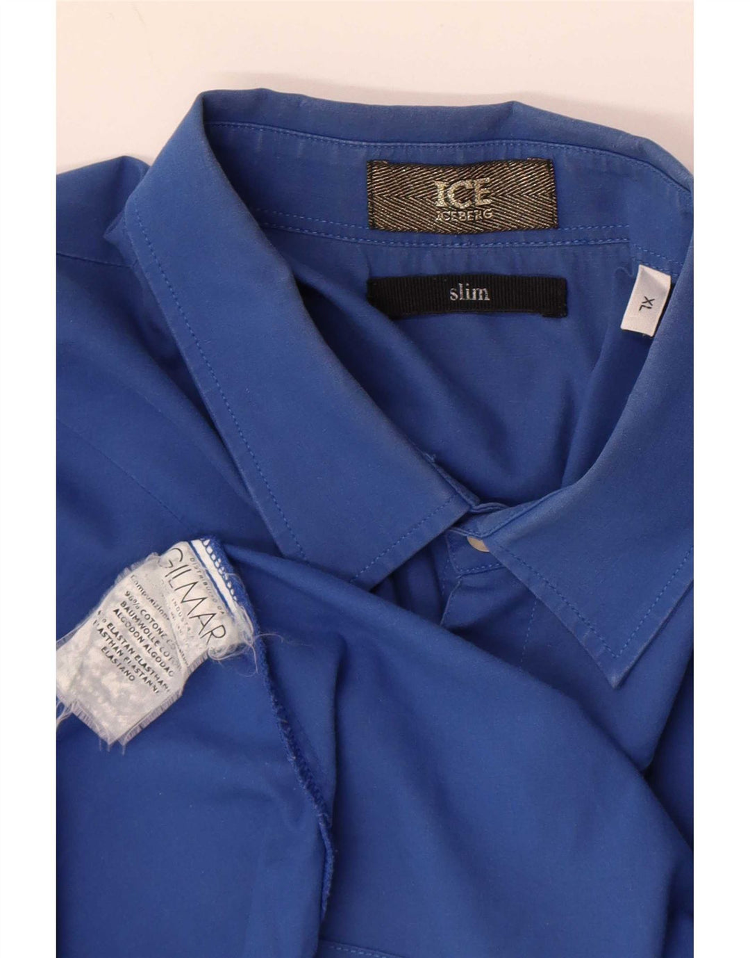 Iceberg Mens Slim Shirt XL Blue Cotton