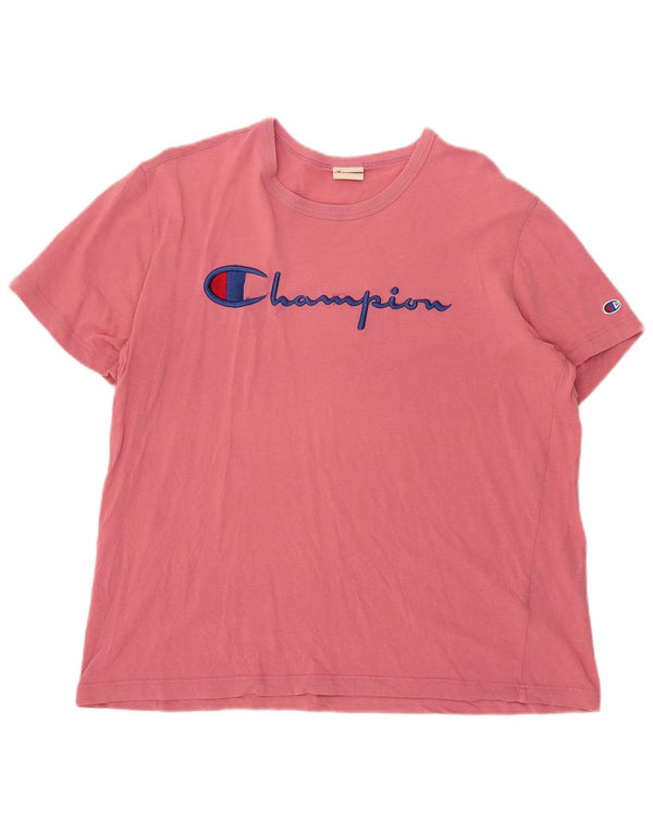 Champion Womens Graphic T-Shirt Top UK 16 Large Pink Cotton