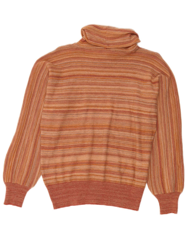 Vintage Womens Roll Neck Jumper Sweater IT 44 Medium Orange Striped