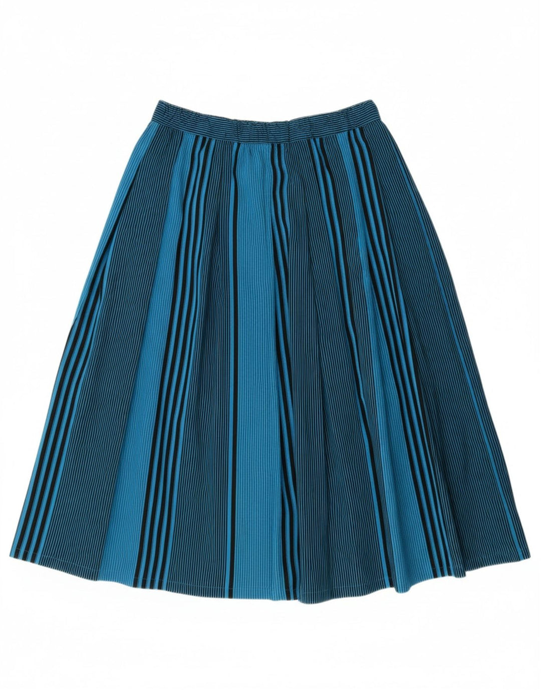 VINTAGE Womens Pleated Skirt IT 44 Medium W32  Blue Striped Polyester