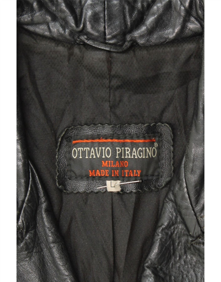 OTTAVIO PIRAGINO Womens Leather Jacket UK 14 Large Black Vintage Ottavio Piragino and Second-Hand Ottavio Piragino from Messina Hembry 