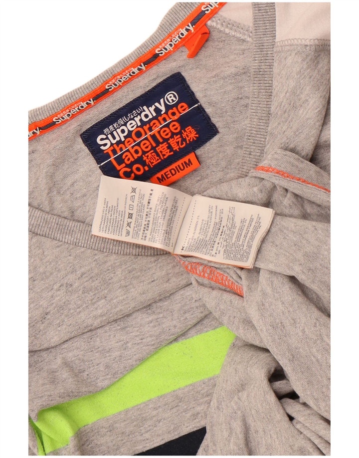 Superdry Mens Top Long Sleeve Medium Grey Colourblock Cotton