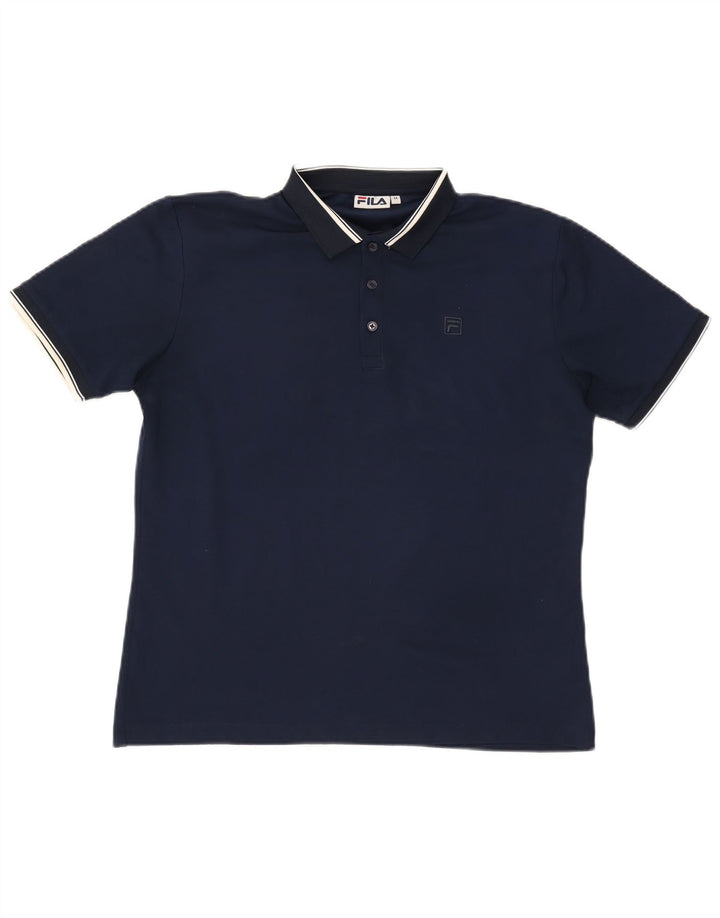 Fila Mens Polo Shirt Medium Navy Blue Polyester