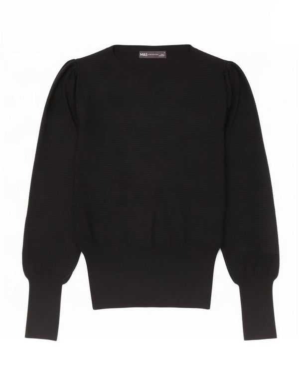 Marks & Spencer Womens Boat Neck Jumper Sweater UK 10 Small Black Viscose