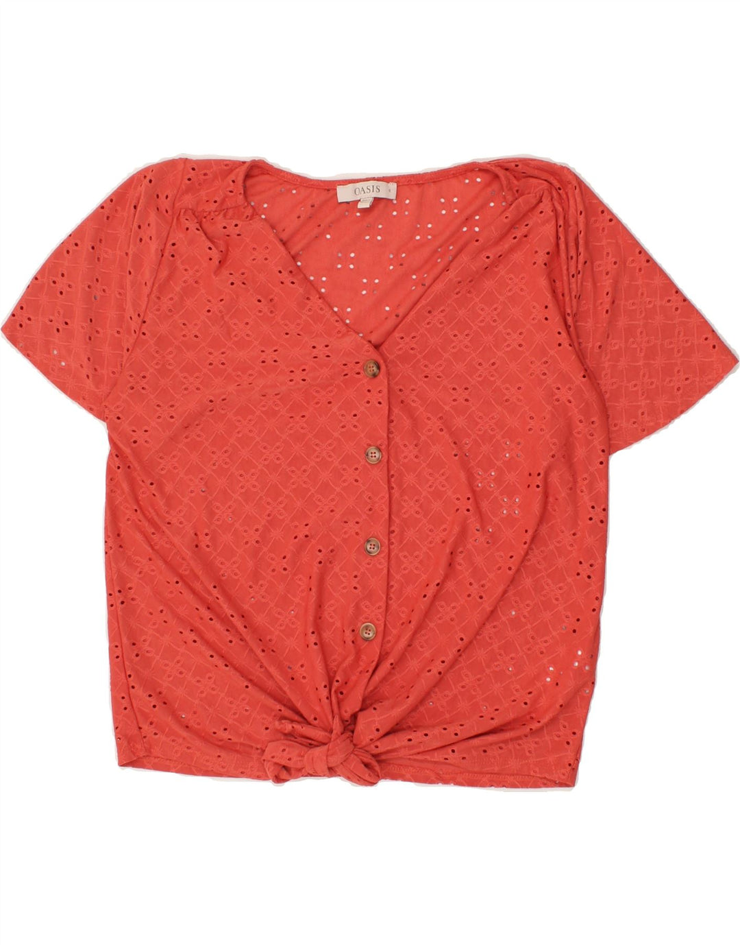 OASIS Womens Short Sleeve Shirt Blouse UK 10 Small Red Polyester Vintage Oasis and Second-Hand Oasis from Messina Hembry 