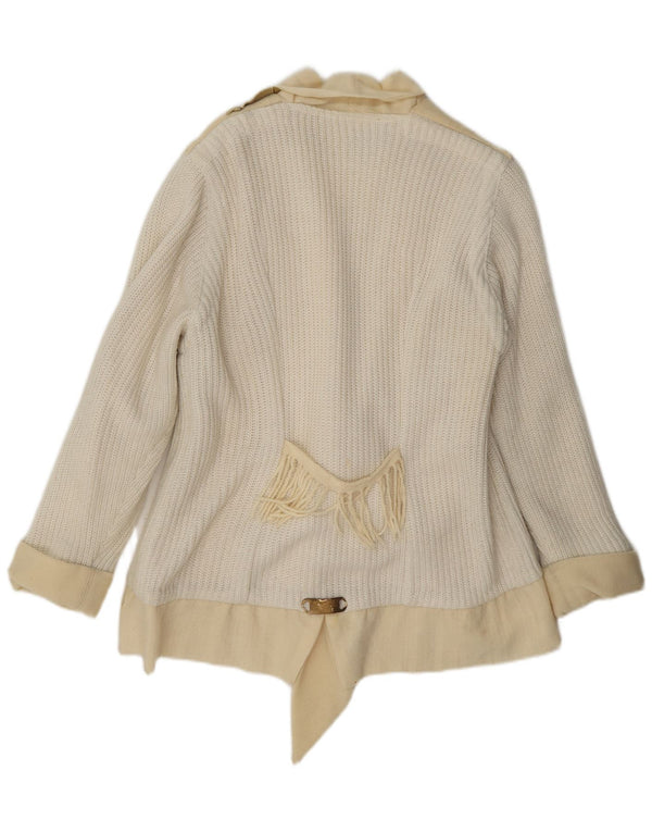 Outrage Womens Ski Knit Blazer Jacket UK 14 Medium Off White Colourblock