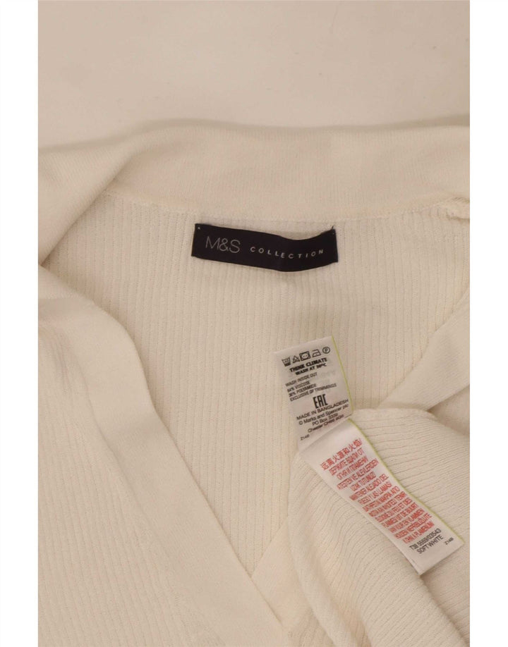 Marks & Spencer Womens Polo Shirt UK 10 Small White Viscose