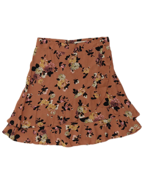 Oasis Womens Mini Skirt UK 8 Small W28 Pink Floral Viscose