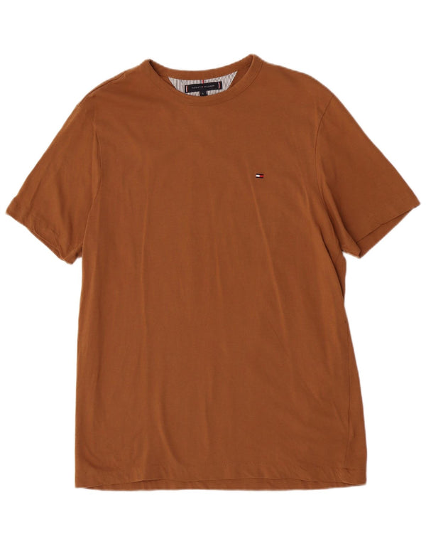 Tommy Hilfiger Mens Short Sleeve Regular Fit T-Shirt Top Small Brown Cotton