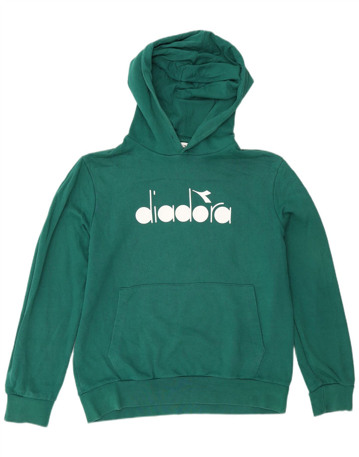 Diadora Mens Graphic Hoodie Jumper Medium Green Cotton