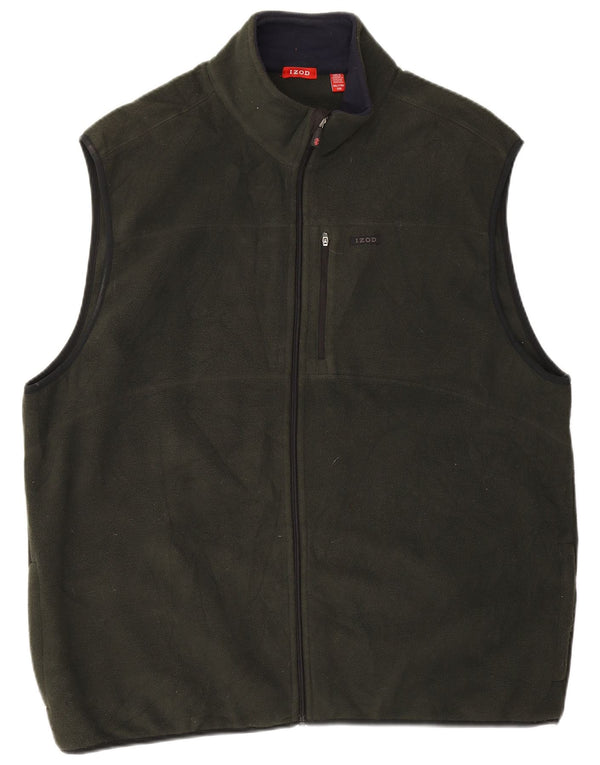 IZOD Mens Fleece Gilet UK 44 2XL Khaki Polyester