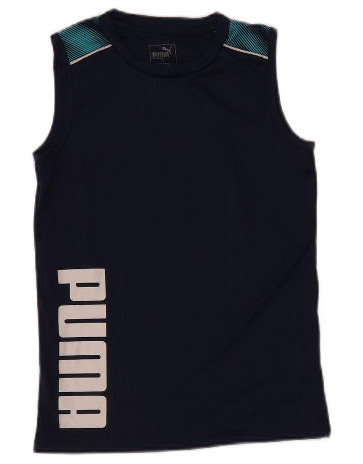 PUMA Boys Graphic Vest Top 7-8 Years Navy Blue Polyester