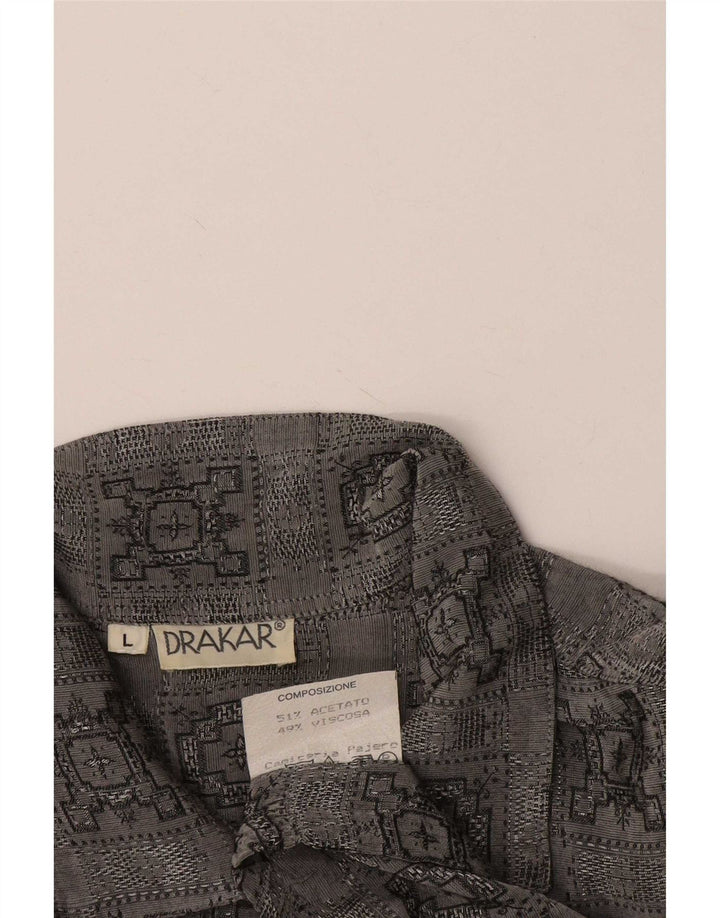 Vintage Mens Short Sleeve Shirt Large Grey Check Acetate